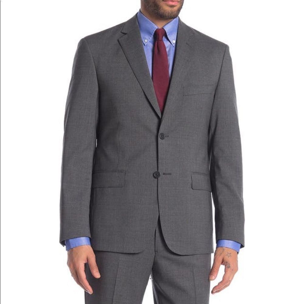 JB Britches Suit Jacket Logan Grey Crossbone Two Button Notch Lapel Size 38R